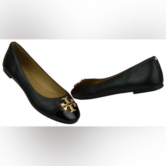 TORY BURCH CHELSEA PATENT TOE BALLET FLATS - Picture 1 of 5